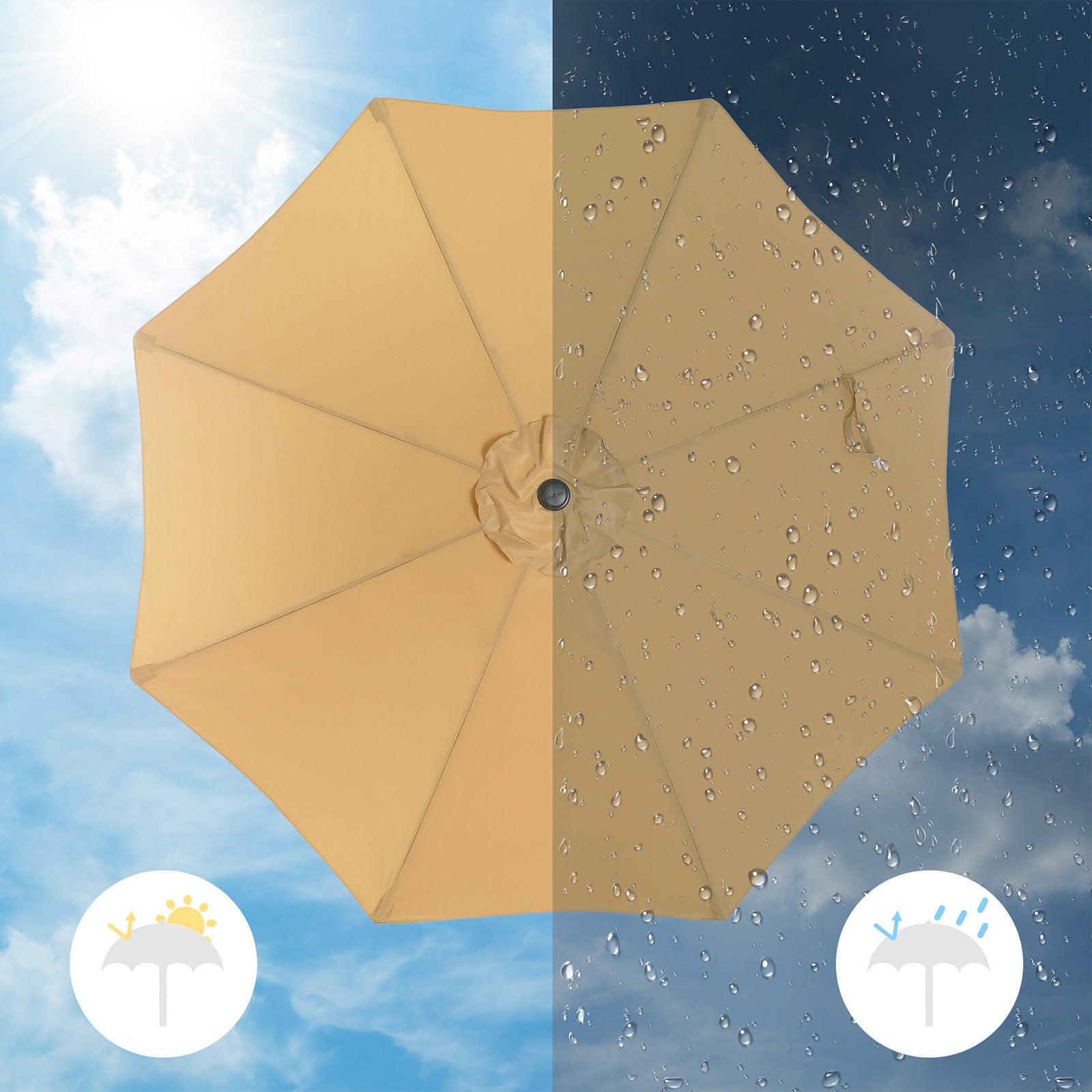 Parasol – UV-bescherming – 300 cm – taupe