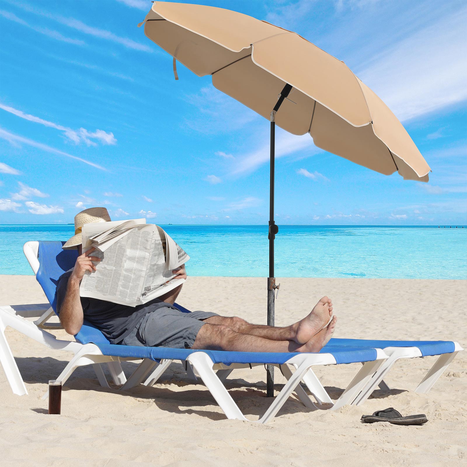 Parasol – Kantelbaar met zwengel – Ø 200 cm – Taupe