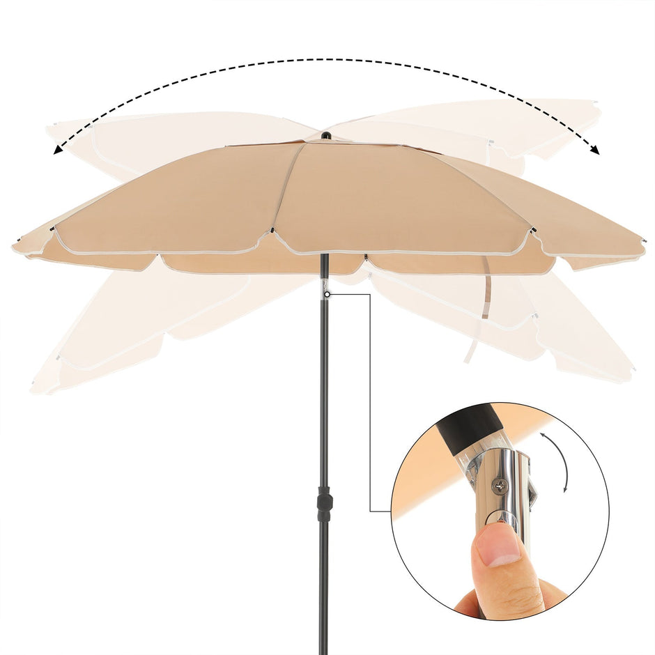 Parasol – Kantelbaar met zwengel – Ø 200 cm – Taupe