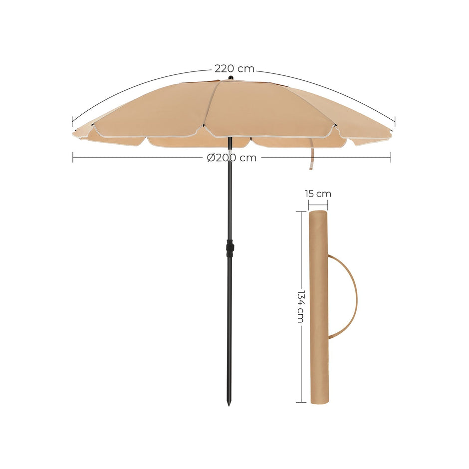 Parasol – Kantelbaar met zwengel – Ø 200 cm – Taupe