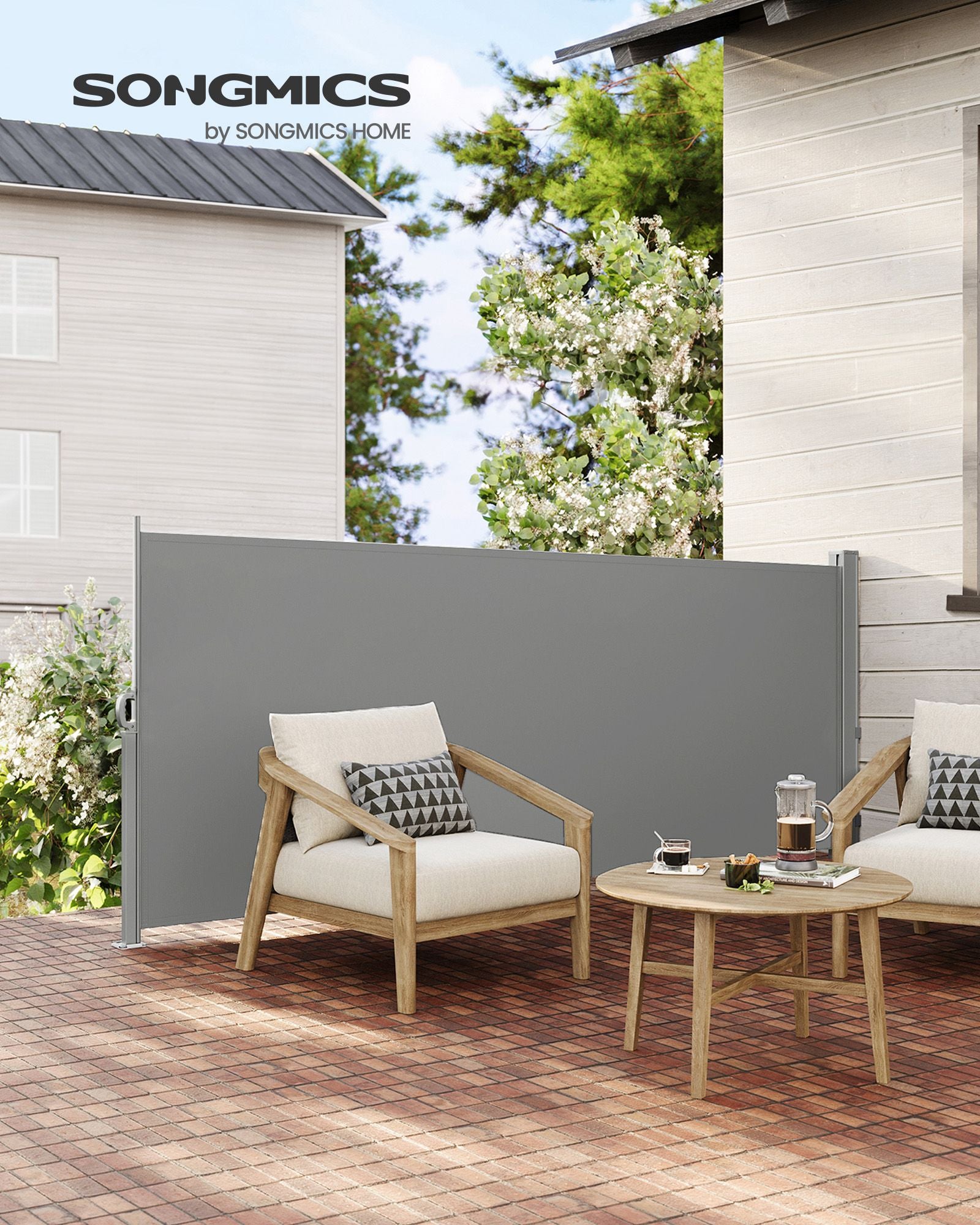 Uitschuifbare Zijluifel – Wind- & Privacybescherming – Grijs