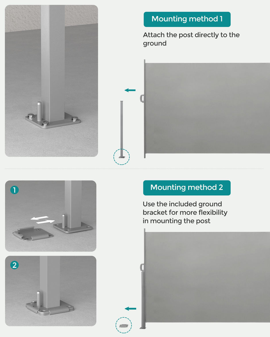 Uitschuifbare Zijluifel – Wind- & Privacybescherming – Grijs