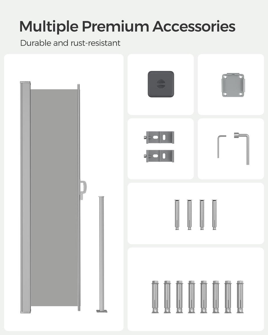 Uitschuifbare Zijluifel – Wind- & Privacybescherming – Grijs