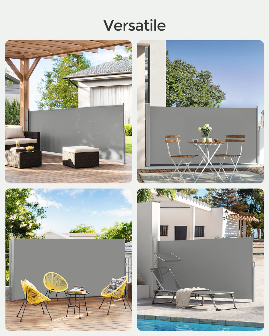 Uitschuifbare Zijluifel – Wind- & Privacybescherming – Grijs