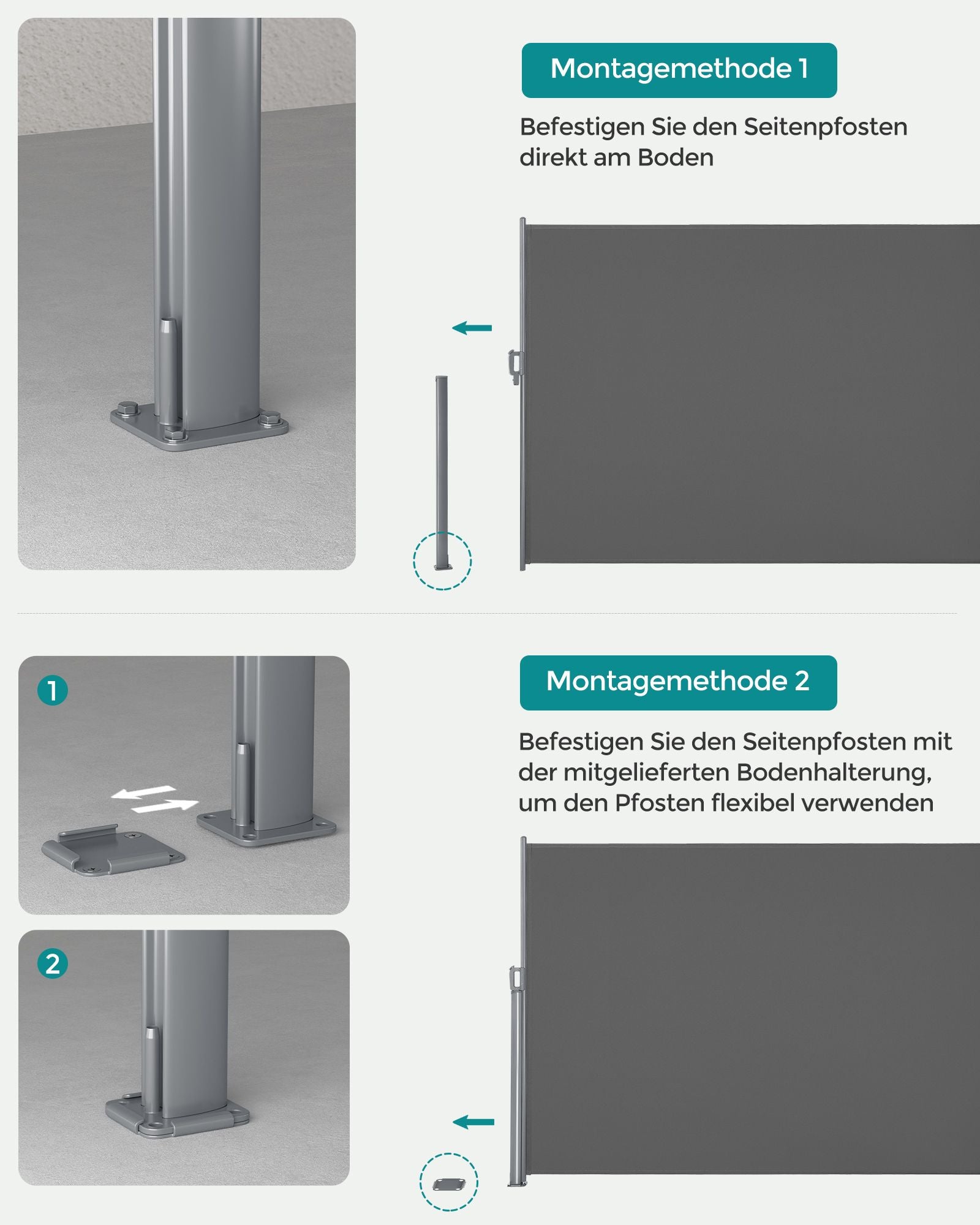 Zijluifel - 160 x 400 cm - Uitschuifbaar - Privacyscherm - Antraciet