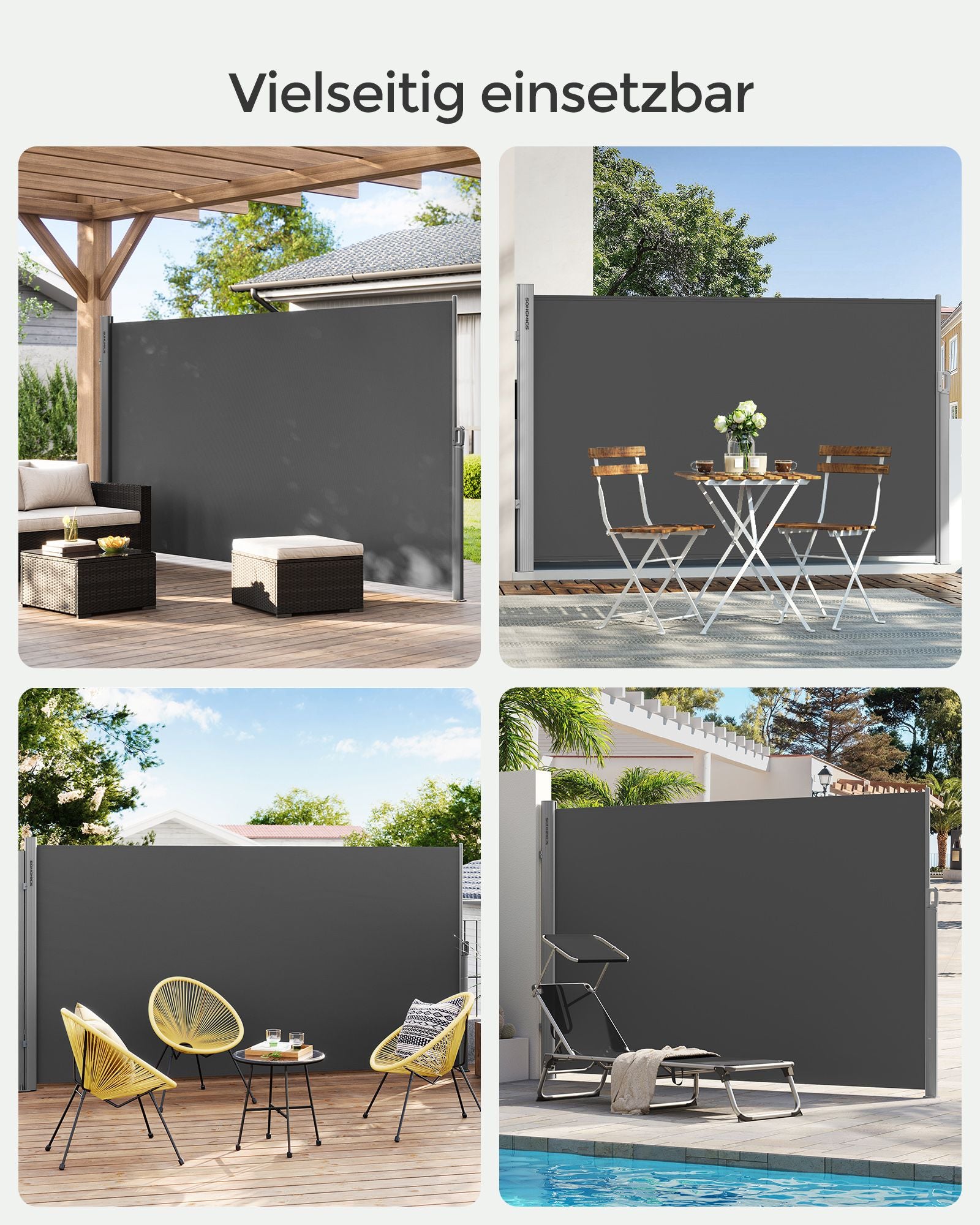 Zijluifel - 160 x 400 cm - Uitschuifbaar - Privacyscherm - Antraciet