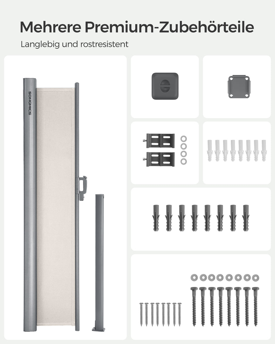 Zijluifel - 180 x 350 cm - Uitschuifbaar - Privacyscherm - Beige