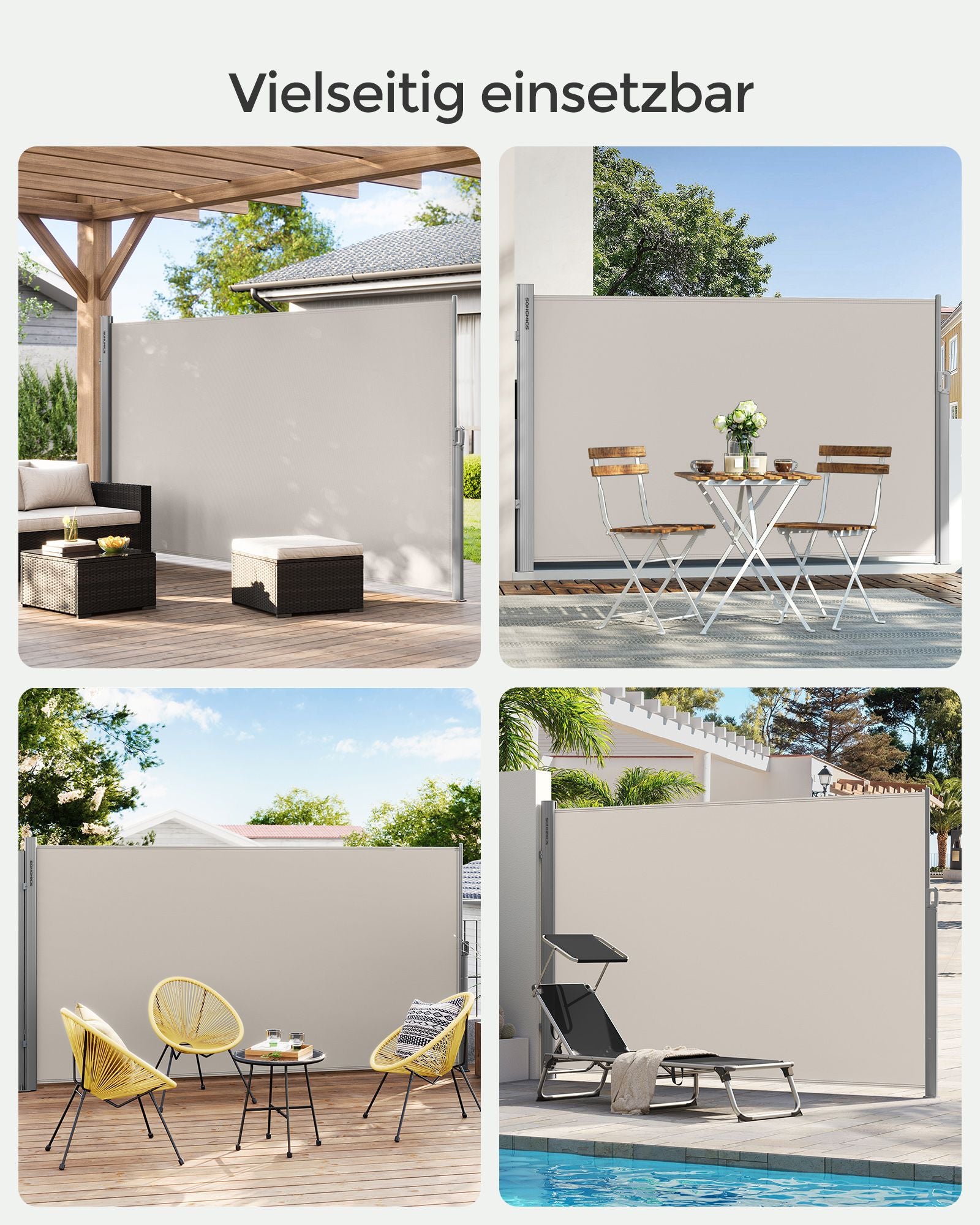 Zijluifel - 180 x 350 cm - Uitschuifbaar - Privacyscherm - Beige