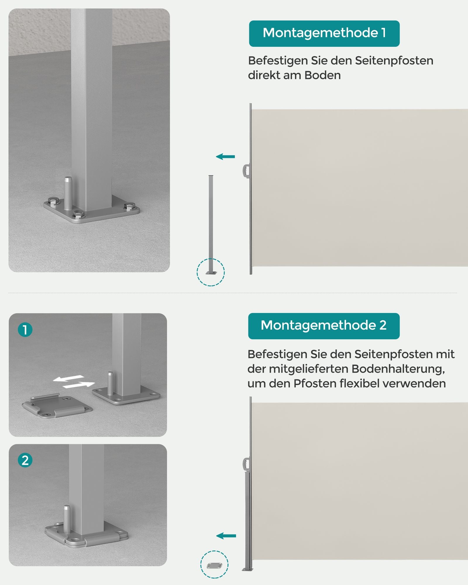 Zijluifel - 180 x 350 cm - Uitschuifbaar - Privacyscherm - Taupe