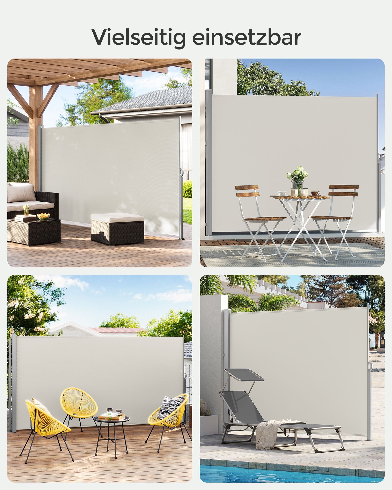 Zijluifel - 180 x 350 cm - Uitschuifbaar - Privacyscherm - Taupe