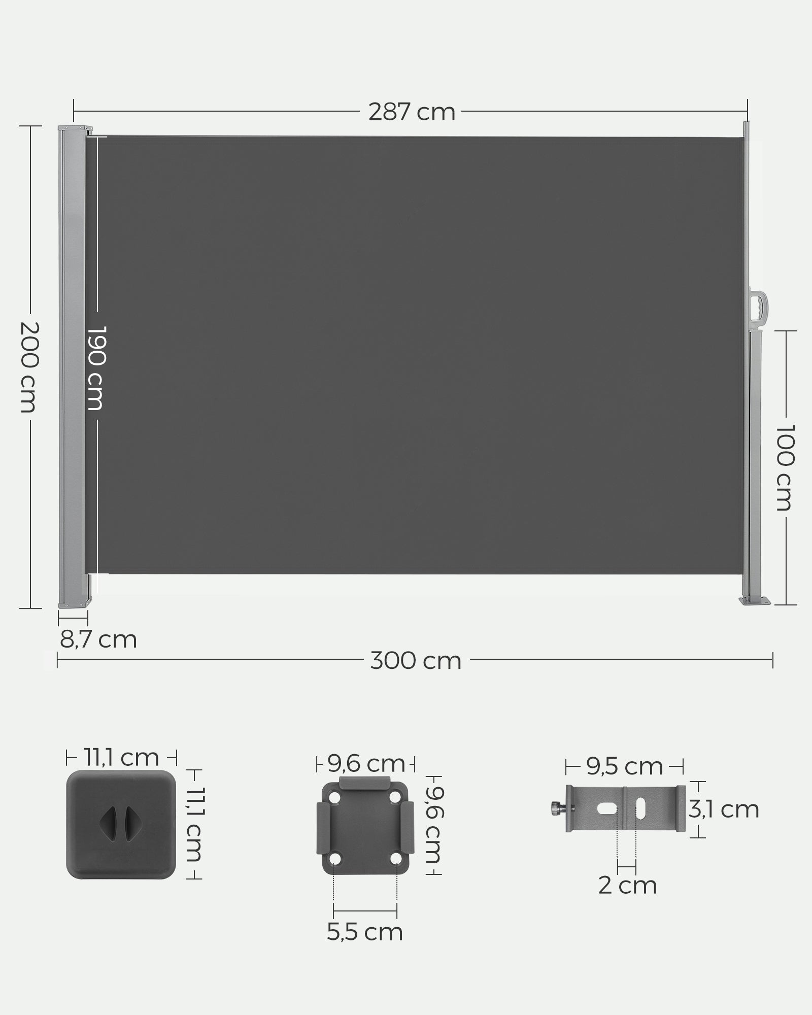 Zijluifel – 200 × 300 cm – antraciet