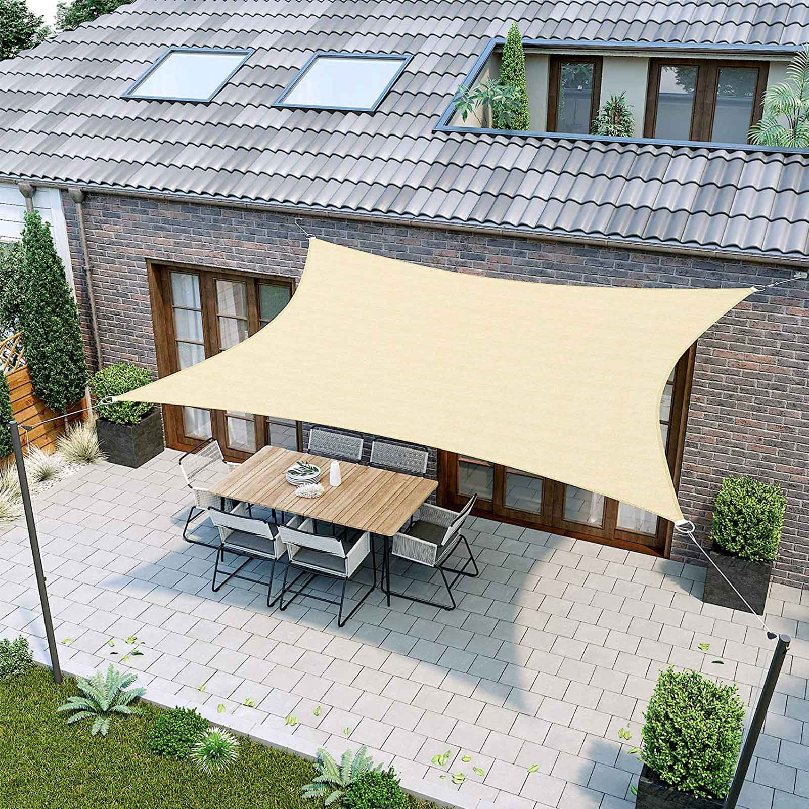 Zonnescherm – UV-bestendig – zandkleur