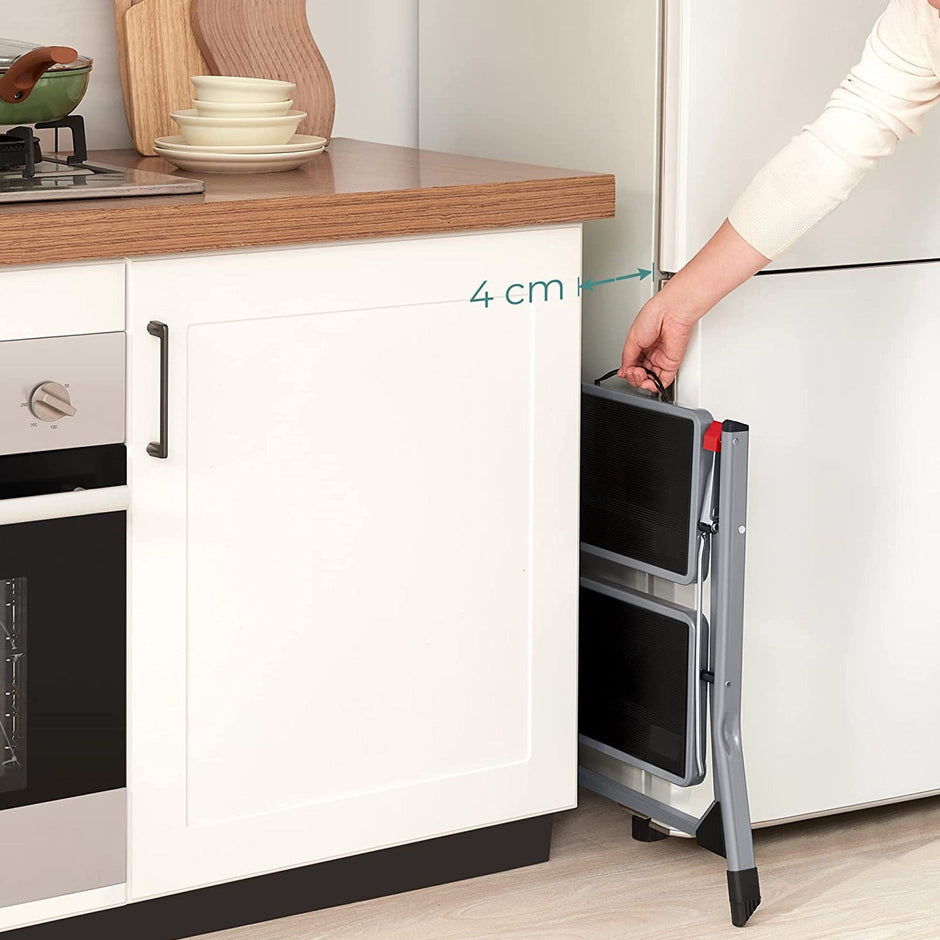 Trapladder – Antislip treden – Staal – Grijs-zwart