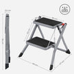 Trapladder – Antislip treden – Staal – Grijs-zwart