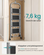 Trapladder – met 4 treden – draagvermogen tot 150 kg – duifgrijs
