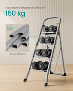 Trapladder – met 4 treden – draagvermogen tot 150 kg – duifgrijs
