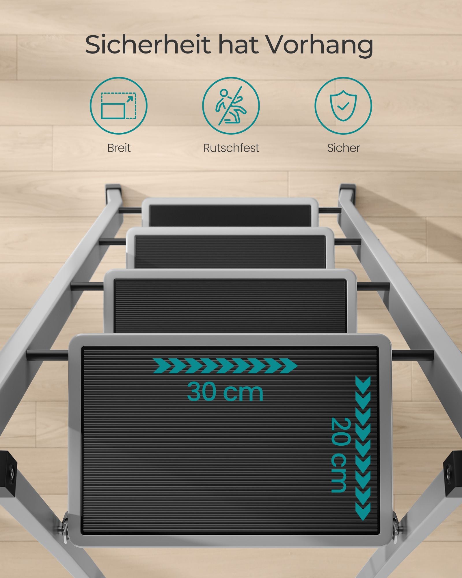 Trapladder – met 4 treden – draagvermogen tot 150 kg – duifgrijs