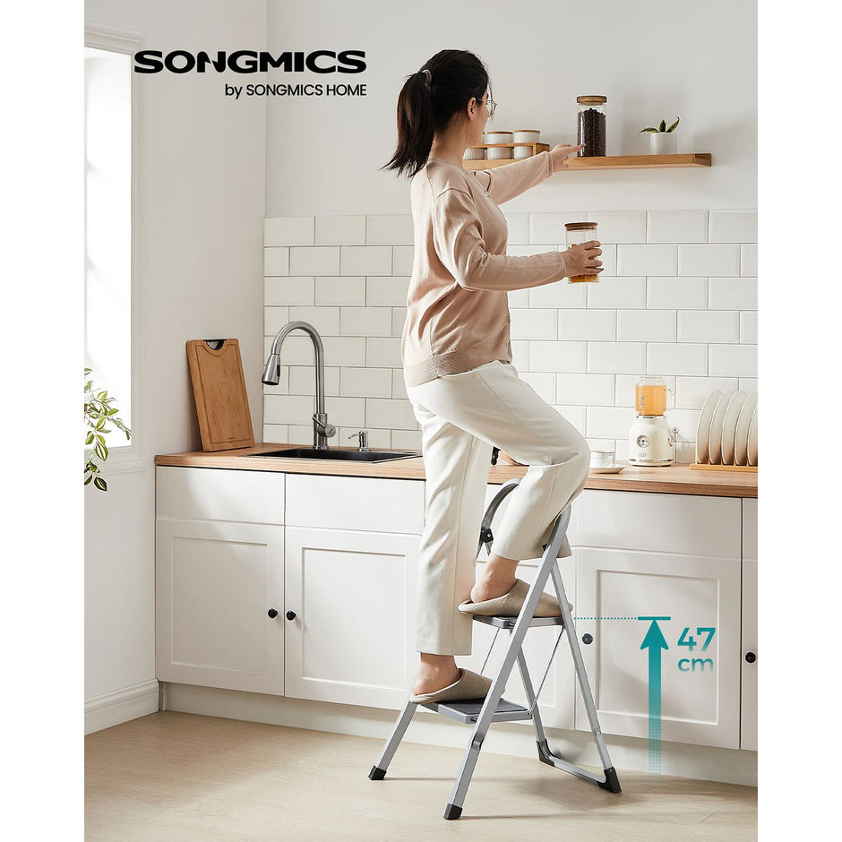 Trapladder – Opvouwbaar en stabiel – Wit