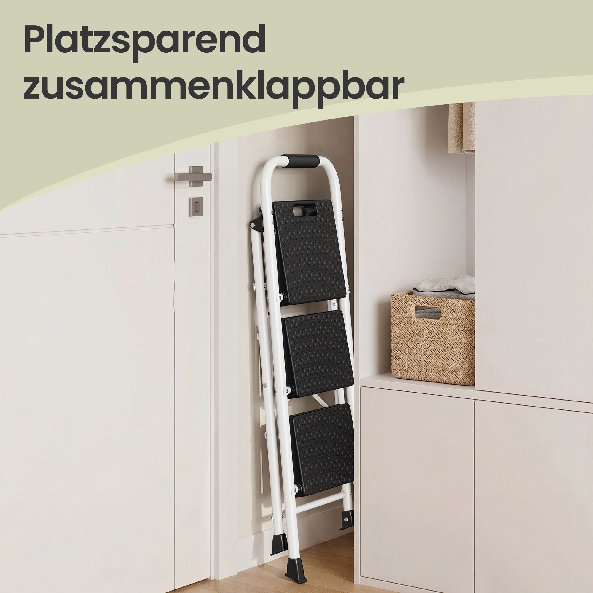 Opvouwbare Trapladder - 3 Treden - Staal - Draagvermogen tot 150 kg - Wit