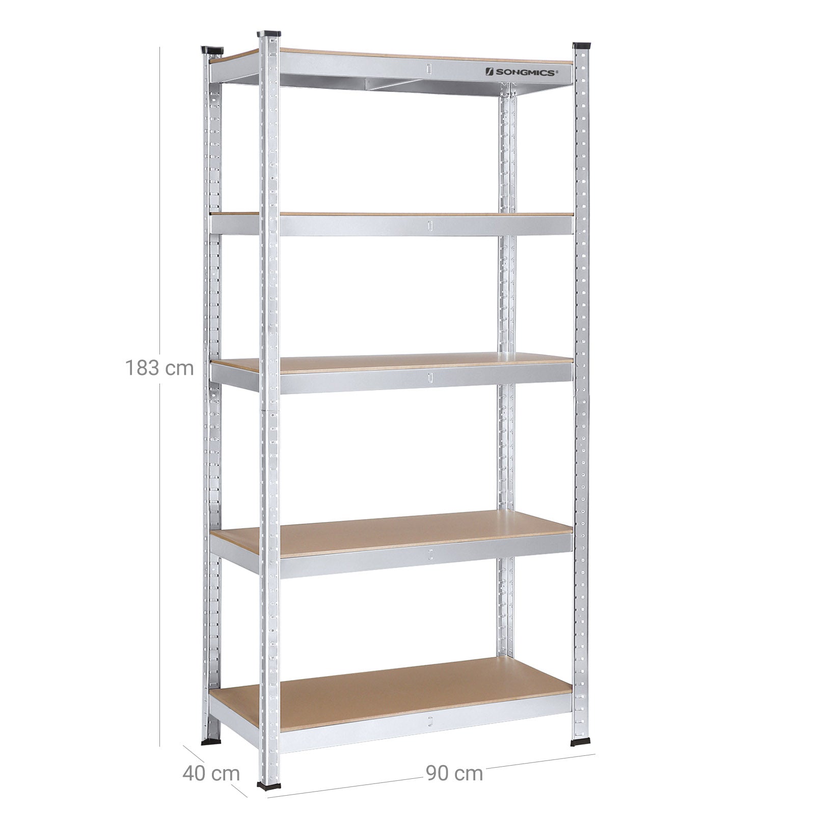 Opbergrek - Metalen kast - 875 kg draagkracht - 180 x 90 x 40 cm - Zilver