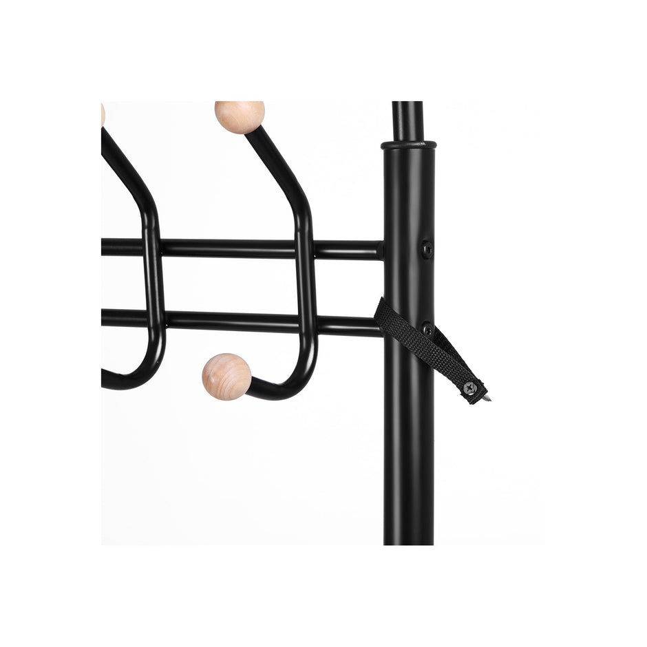 Kapstok met schoenenrek en zitbank – gepoedercoat staal – zwart