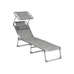 Tuinligstoel – met hoofdsteun en zonneklep – grijs