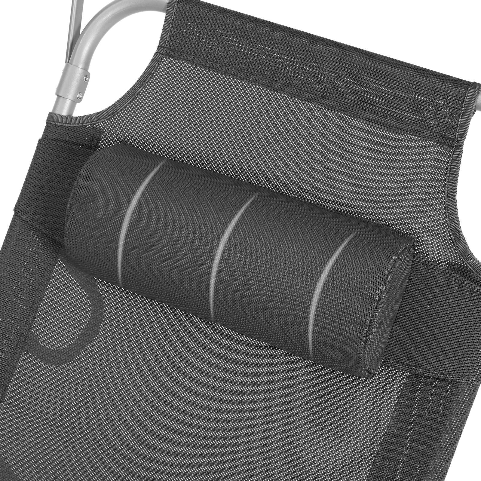 Tuinligstoel – met hoofdsteun en zonneklep – grijs