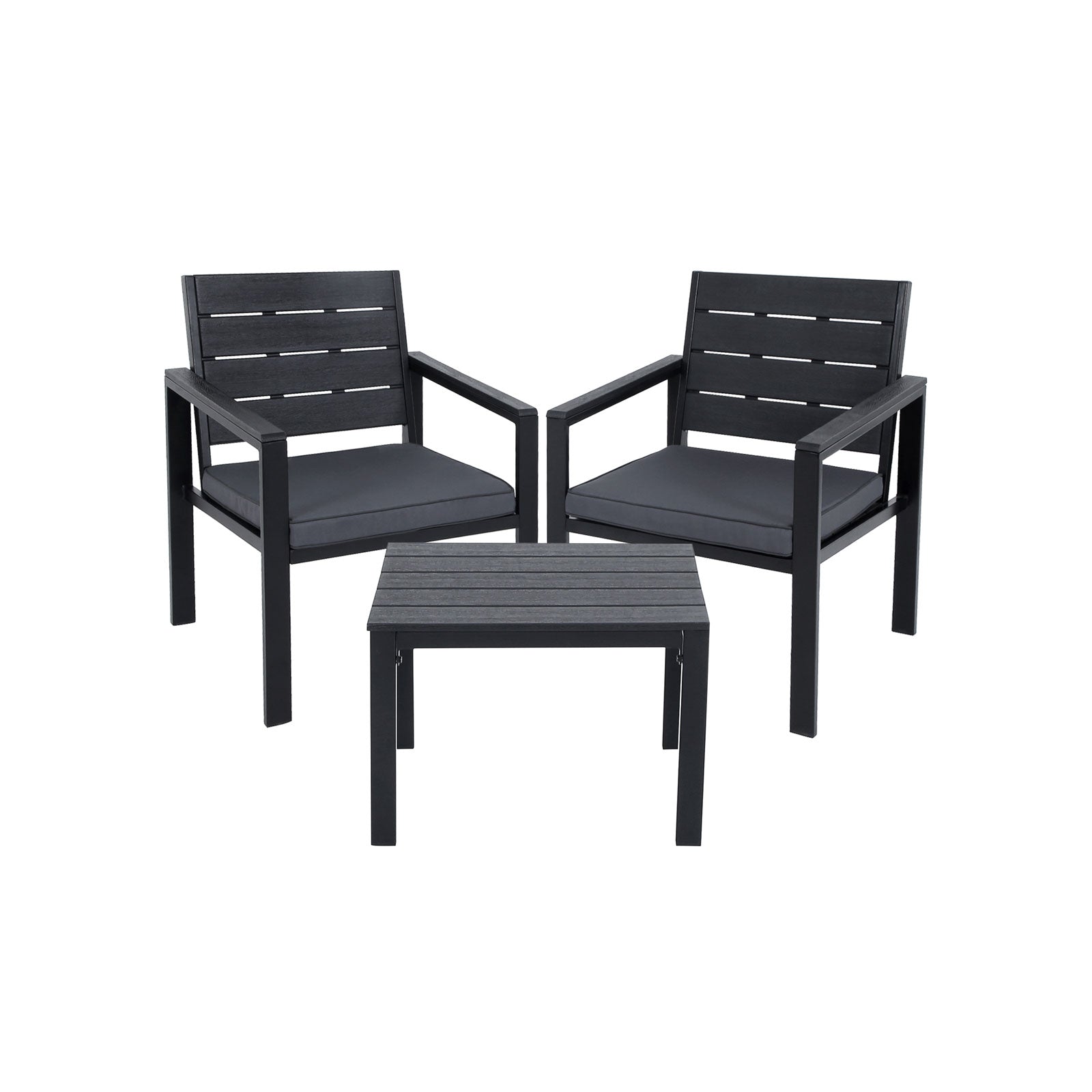 Tuinmeubelset – Comfortabele stoelen met kussens – Zwart