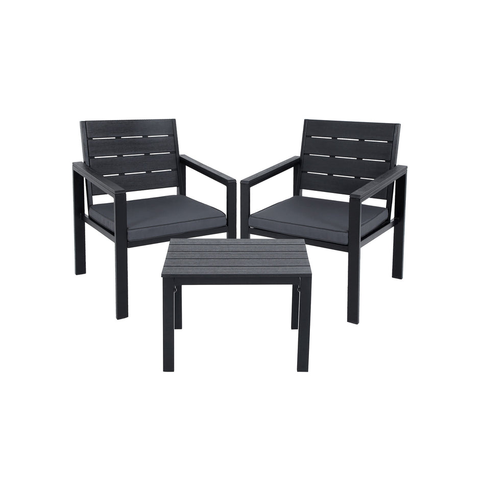 Tuinmeubelset – Comfortabele stoelen met kussens – Zwart