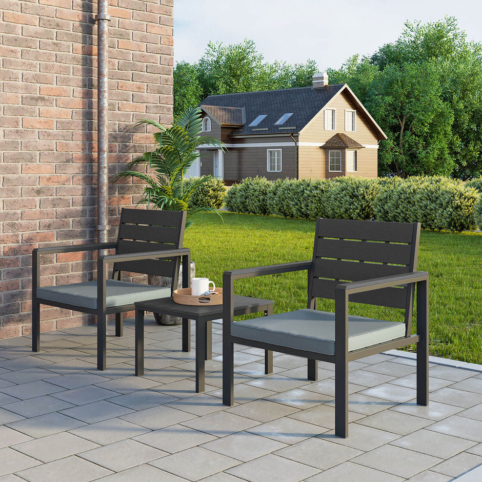 Tuinmeubelset – Comfortabele stoelen met kussens – Zwart