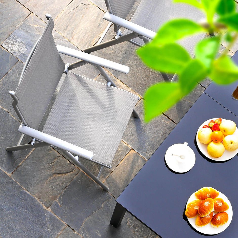 Tuinstoelen – set van 2 – verstelbare rugleuning – grijs