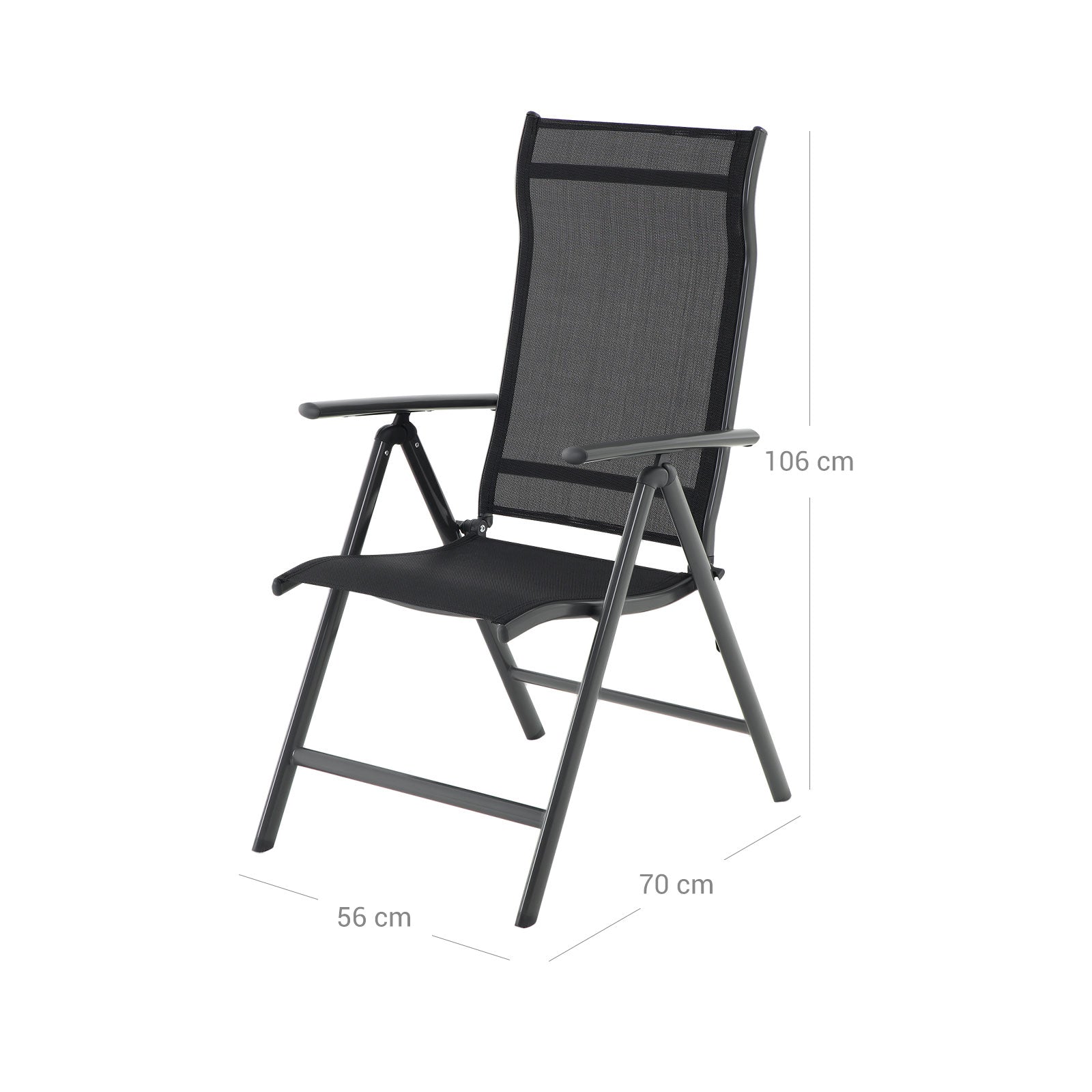 Tuinstoelen – Set van 4 klapstoelen – Aluminium – Zwart