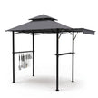 Grillpaviljong – med dubbelt tak och utdragbar sidomarkis Trädgårdspaviljong metallhyllor – 247 x 150 x 254 cm