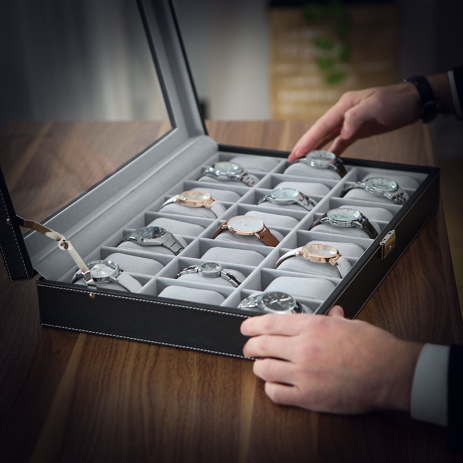 Horlogedoos – afsluitbaar – organizer – zwart