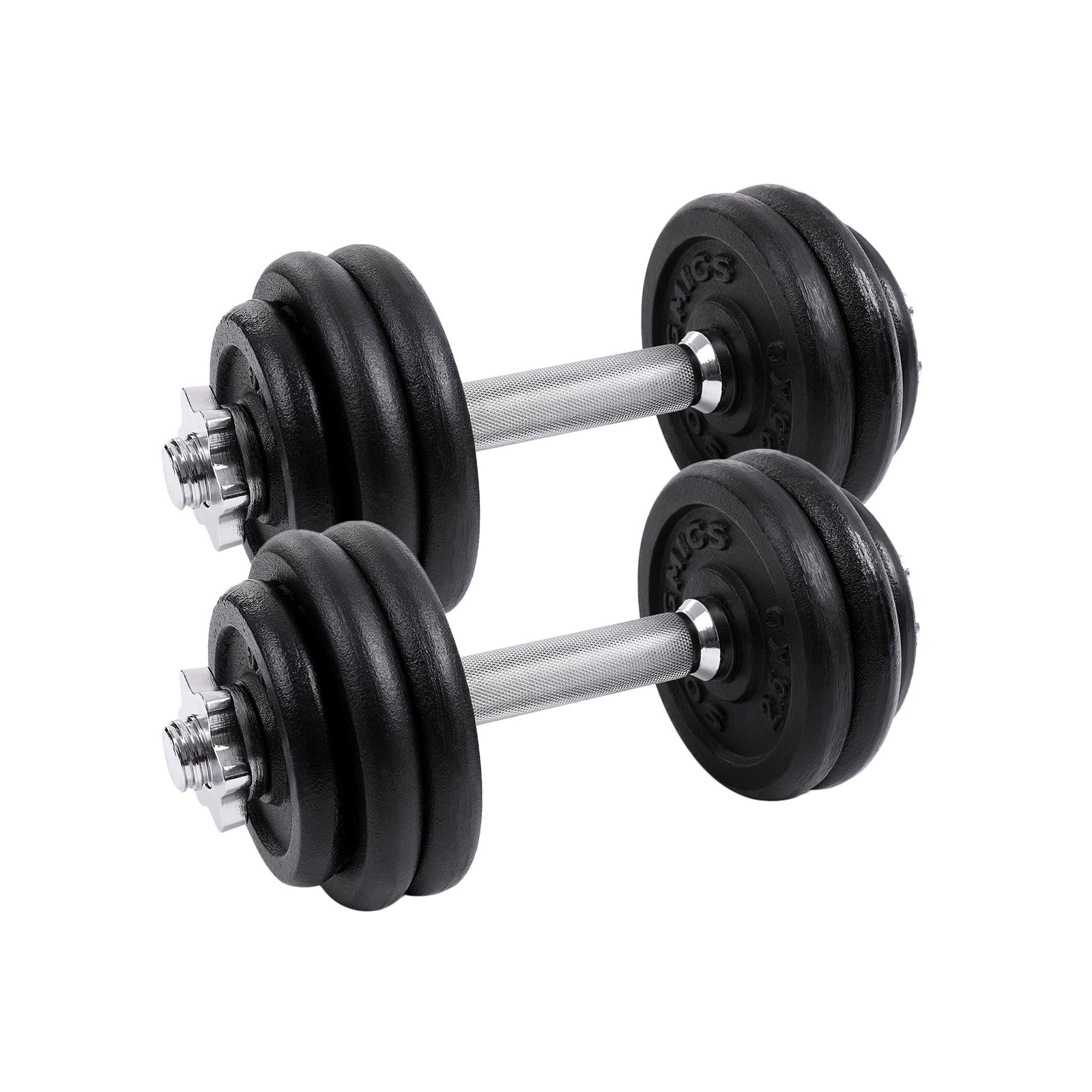 Halterset – Gietijzeren dumbbells – 30 kg – Zwart