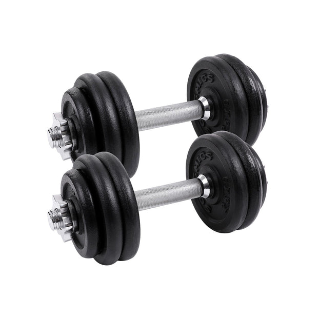 Halterset – Gietijzeren dumbbells – 30 kg – Zwart