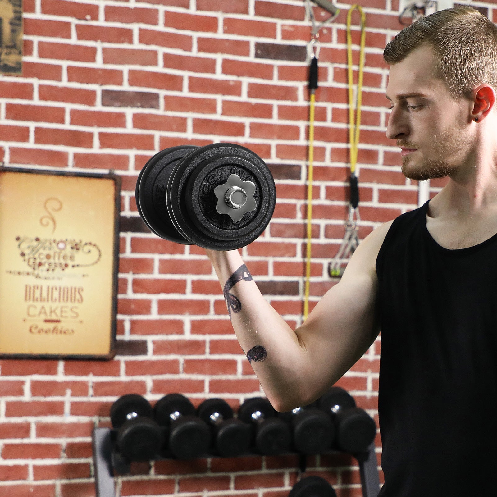 Halterset – Gietijzeren dumbbells – 30 kg – Zwart