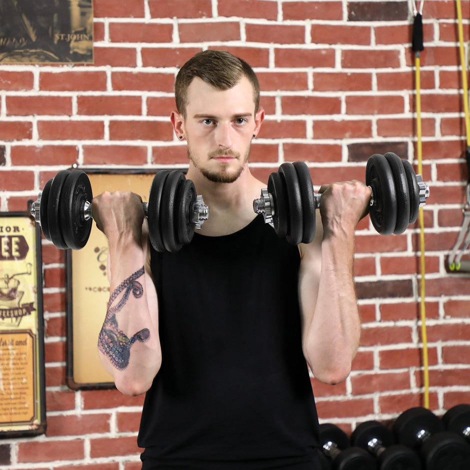 Halterset – Gietijzeren dumbbells – 30 kg – Zwart