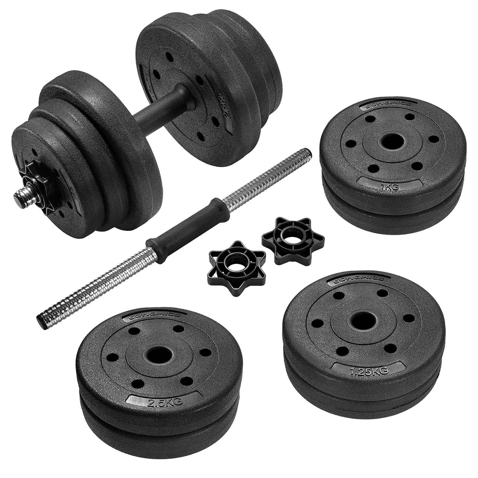 Halterset - Dumbbells - 20 kg totaal - Zwart