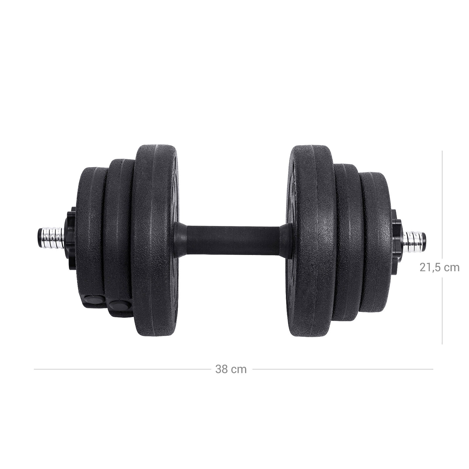 Halterset - Dumbbells - 20 kg totaal - Zwart