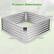 Högbädd – i metall, rektangulär planteringslåda i galvaniserad plåt med öppen botten – 124 x 124 x 44,5 cm