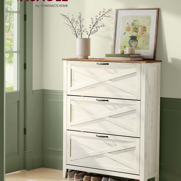 Schoenenkast – Vintage Wit – MDF – 24 x 87 x 123,6 cm – Max. 46 kg