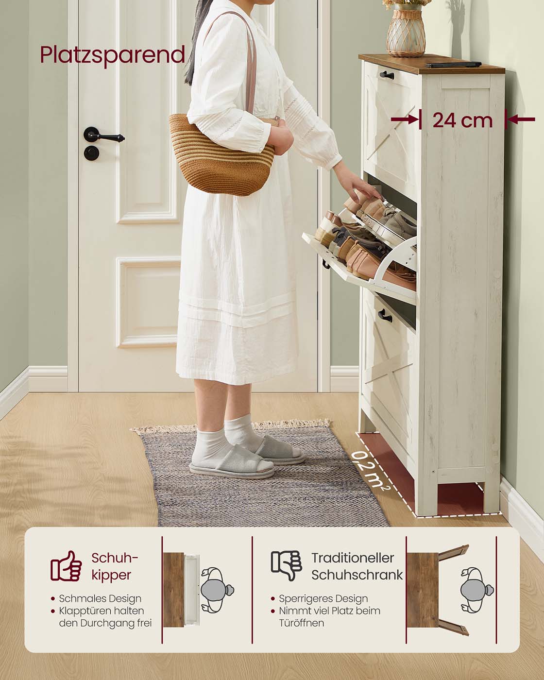 Schoenenkast – 3 Kleppen – Hout – Hal of Entree