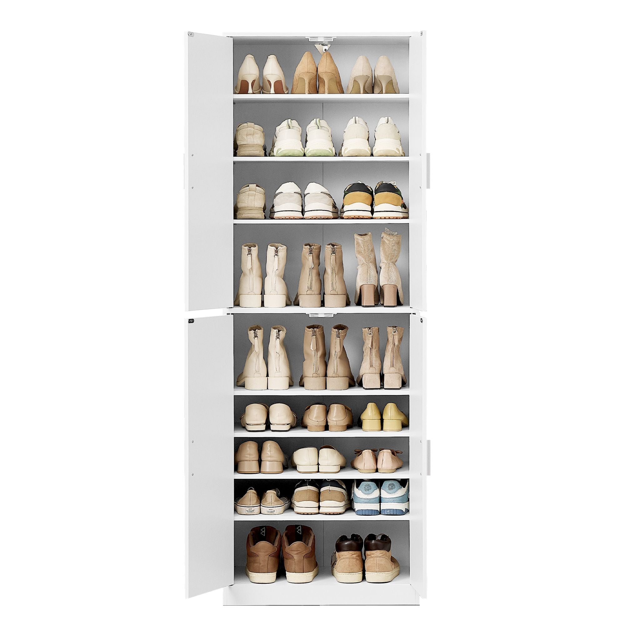Schoenenkast - 175 cm Hoog - Verstelbare Planken - Met Deuren - Wit