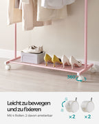 Kledingrek 91 Cm Breed Op Pastelroze Wielen