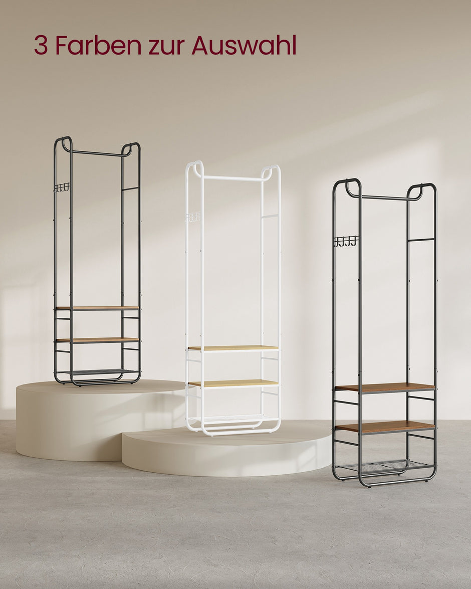 Kapstok - 181 cm - Met Schoenenrek - Scandinavische Stijl - Inktzwart-Camelbruin
