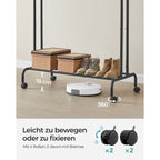 Kledingrek – op wielen – 2 kledingroedes – zwart