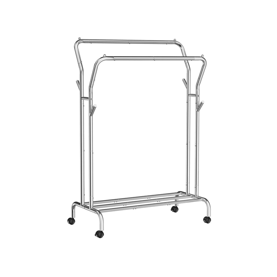 Kledingrek met 2 roedes – Op wielen – 42 cm luchtcirculatie – Tot 100 kg draagvermogen