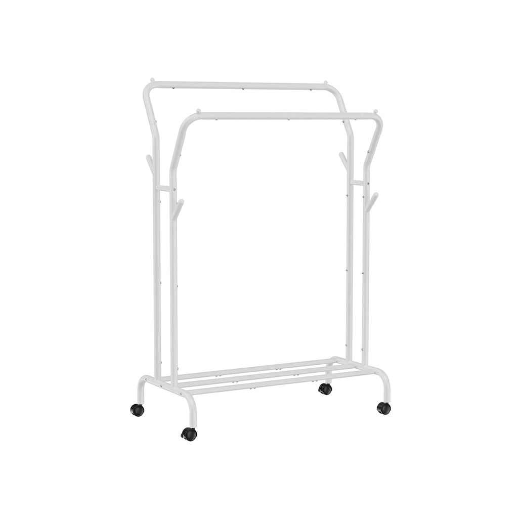 Kledingrek – op wielen – 2 kledingroedes – zwart