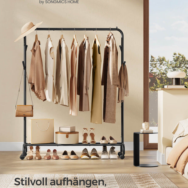 Kledingrek op wielen – Verstelbare plank –  Tot 50 kg draagvermogen